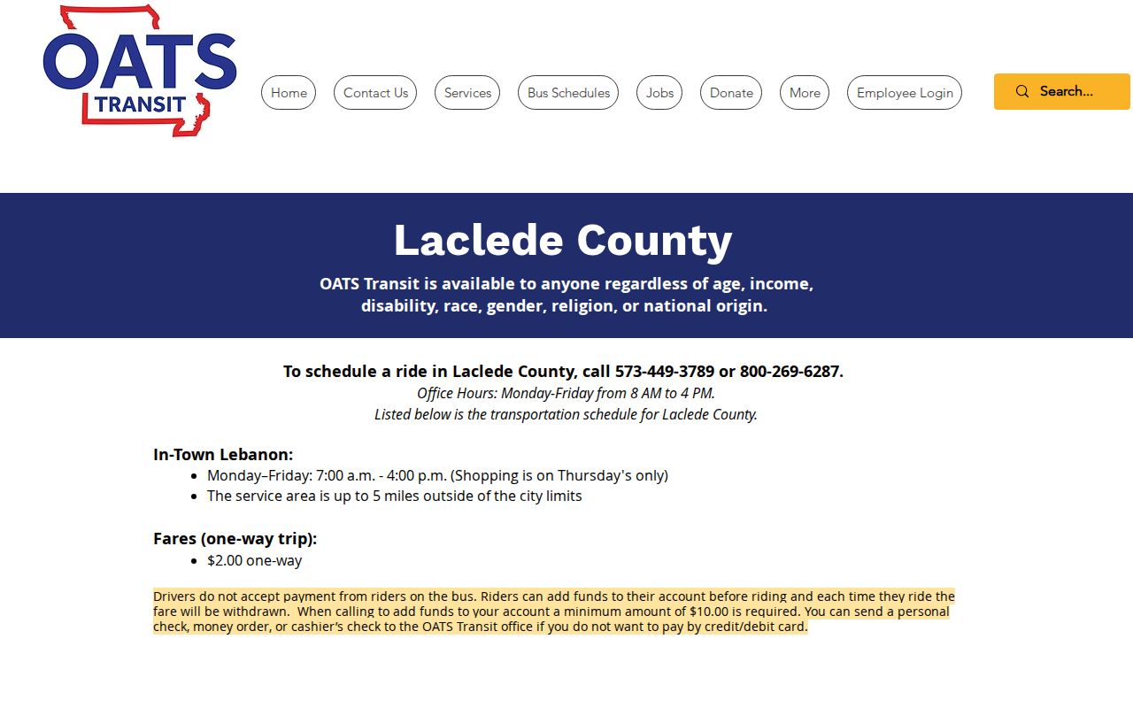 OATS transportation details after a Laclede County jail release