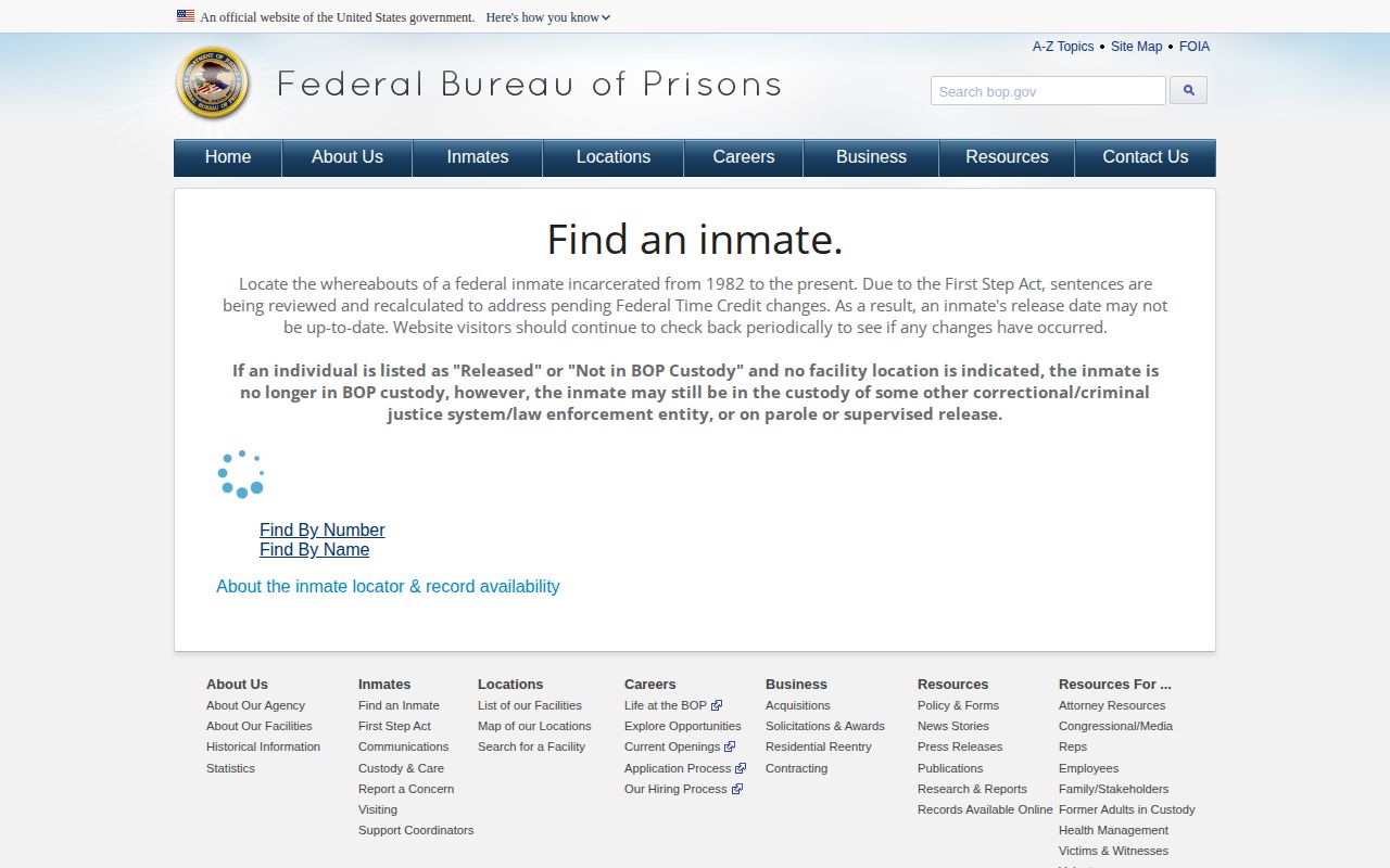 BOP locator for federal release records connected to Laclede County