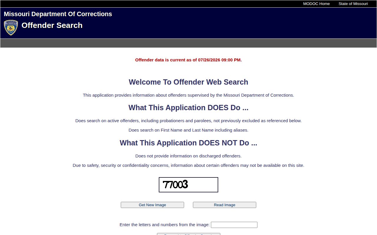 Missouri DOC offender search used for Laclede County release and supervision records