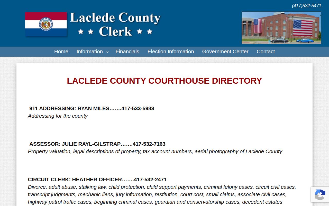 Laclede County Jail release and Circuit Clerk record route